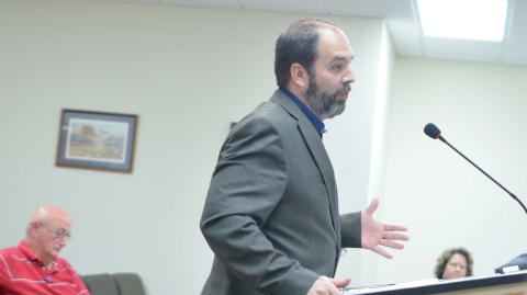 TMU’s Dr. Jason Graffagnino speaks to commissioners Oct. 28. (Photo/Wayne Hardy)