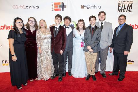 Shown from left are Kayla Everett, Ruth Davidson, Candice Merante, Ben Perrin, Hector Molina, Grace Allison, Jacob Thomasson, Collins Dunn and Adam Wiley at the film festival. (Submitted photo)