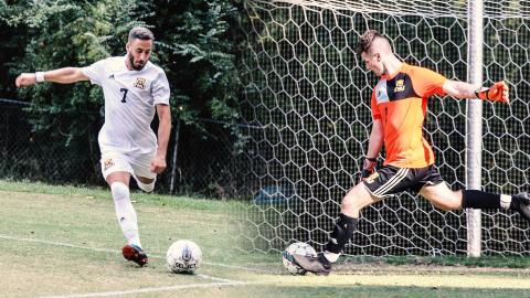 Javier Rodriguez, left, and Evan Gaffney both earned All-Conference honors this season. (Photo/TMU Athletics)