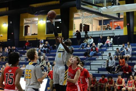 Enocka Franky, No. 15, had 22 points and nine rebounds in the Bears' win over Toccoa Falls College last week. (Photos/TMU Athletics)