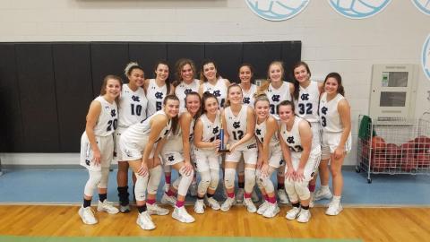 The Lady Warriors show off some Beach Bash hardware after posting a 3-0 record to win the Silver Bracket tournament at the Beach Bash last weekend in Panama City, Fla. (Photo/WCHS Lady Warriors Basketball)