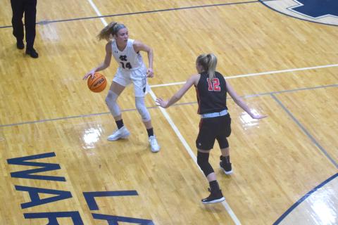 Naomi Crumley paced the Lady Warrior attack Tuesday night with 16 points in the region win over Flowery Branch. (Photo/Mark Turner)