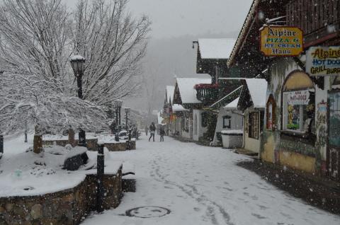 Over two days, Helen had the river flood over its banks before being blanketed with snow. (Photo/Stephanie Hill)