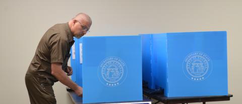 Max Norton was among residents turning out Tuesday, March 3, for early voting in the Presidential Preference Primary. (Photo/Stephanie Hill)