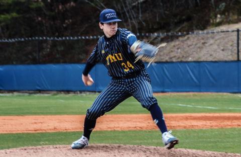 Carson Brown earned the win in the series opener.  (Photo/TMU Athletics)