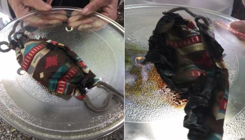 An attempt to sanitize a mask is believed to have been the reason for a fire call earlier today.