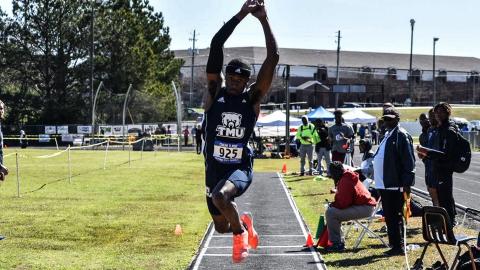 Senior track athlete Donald Bonner was one of 52 Truett McConnell student-athletes to receive AAC spring sports honors.  (Photo/TMU Athletics.)