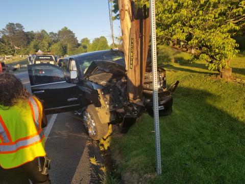 A single vehicle accident on Monday evening resulted in two juveniles being transported to the hospital. (Submitted photo)