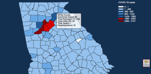 There have been 83 total confirmed COVID-19 cases in White County since the start of the pandemic, according to the 6:30 p.m. update on Tuesday, May 5. (Image from Department of Public Health website)