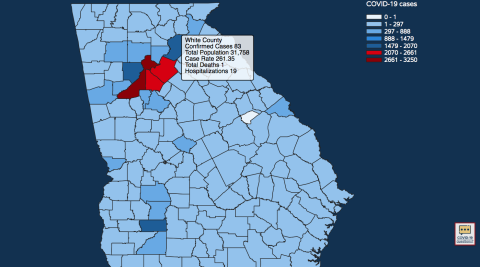 The total number of confirmed COVID-19 in White County since the start of the pandemic remained at 83 total, according to the 12:25 p.m. update on Thursday, May 7. (Image from Department of Public Health)
