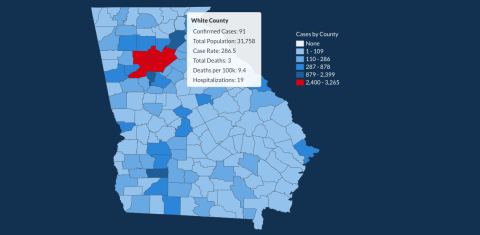 There have been 91 total confirmed COVID-19 cases in White County since the start of the pandemic, according to the 1 p.m. update on Wednesday, May 20. (Image from DPH website)