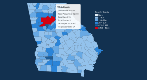There have been 94 total confirmed COVID-19 cases in White County since the start of the pandemic, according to the 1 p.m. update on Tuesday, May 26, on the Georgia Department of Public Health's website. (Image from DPH)