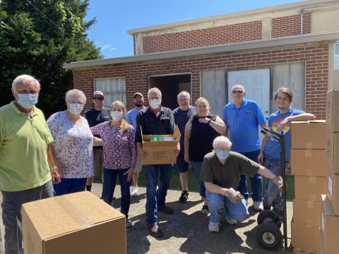 The Community Helping Hands Clinic got help from the White County School Nutrition Department, Mt. Yonah Baptist Church, White County Food Pantry and White County Rotary Club to help unload, store and ultimately distribute a donation of 225 food boxes from Americans Helping Americans. (Submitted photos)