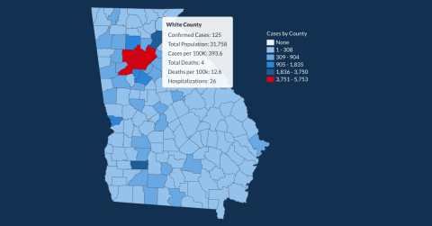 There have been 125 total confirmed COVID-19 cases in White County since the start of the pandemic, according to the update on Thursday, June 18, on the Georgia Department of Public Health's website. (Image from DPH website)