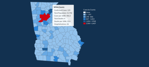 There have been 129 total confirmed COVID-19 cases in White County since the start of the pandemic, according to the update on Monday, June 22, on the Georgia Department of Public Health's website. (Image from DPH)