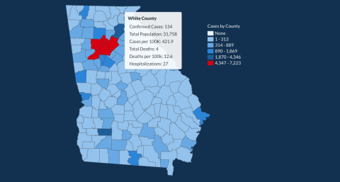 There have been 134 total confirmed COVID-19 cases in White County since the start of the pandemic, according to the update on Thursday, June 25, on the Georgia Department of Public Health's website. 