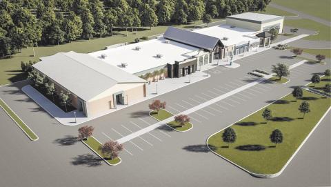 This concept art shows a look for a proposed Cleveland Municipal Complex at the site of the former Talon plant on Campbell Street.