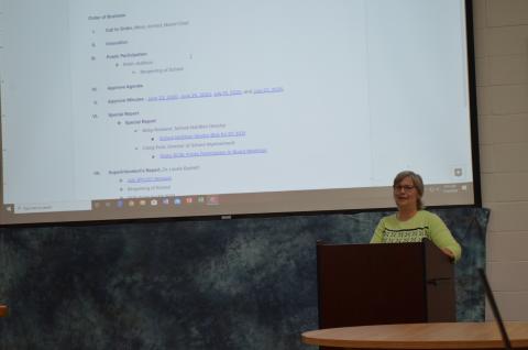 Robyn Addison spoke to the Board of Education about the process of getting put on the agenda. (Photo/Stephanie Hill)