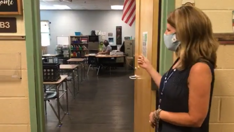 Mt. Yonah Elementary School Principal Jill Baughman discusses some of the COVID-19 precautions taken for students and staff returning to schools, as part of an Aug. 7 White County News broadcast. As of Monday, more than 600 students were set to begin school this Friday without returning to in-person classes, instead opting for digital distance learning.