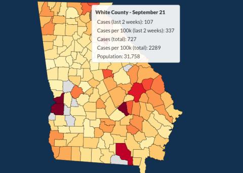 There have been 727 total confirmed COVID-19 cases in White County since the start of the pandemic, according to the update  on Monday, Sept. 21, on the Georgia Department of Public Health's website.
