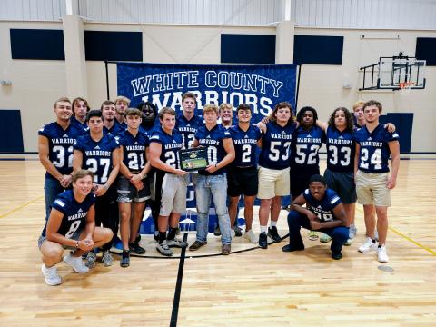 The White County Warriors posted a historic win last Friday night, knocking Class AAA No. 8 Hart County 50-47 in Hartwell. The win was the football program's first road win over a ranked opponent since 1983, and only the 11th win over a ranked team in school history. (Photo/Mark Turner)