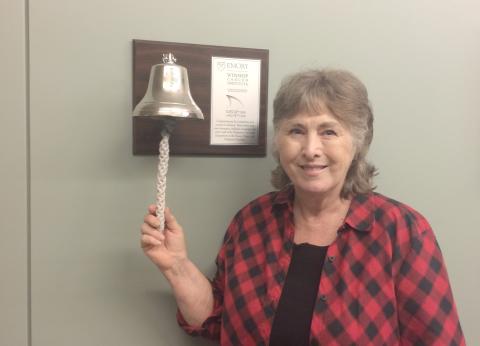 Patsy Lewis Gentry rang the bell at Emory Winship Cancer Institute to signify the completion of her cancer treatment. (Submitted photo)