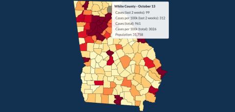 There have been 961 total confirmed COVID-19 cases in White County since the start of the pandemic, according to the update on Tuesday, Oct. 13, on the Georgia Department of Public Health's website.