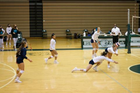 Shelby Spain, left, and Jenna Ash lunge for the ball during the Class AAA second round state tournament game agaisnt Westminister Saturday in Atlanta. (Photo/Leah Burke)