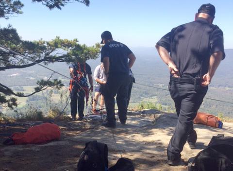 Emergency responders work the scene at Yonah Mountain Oct. 13. (Photo courtesy Lee Arrendale State Prison Fire Chief Tammy Ayers)