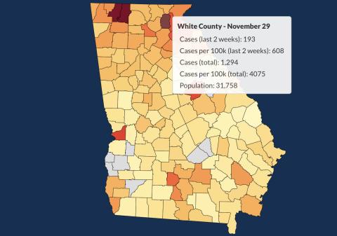 There have been 1,294 total confirmed COVID-19 cases in White County since the start of the pandemic, according to the update on Sunday, Nov. 29, on the Georgia Department of Public Health's website.