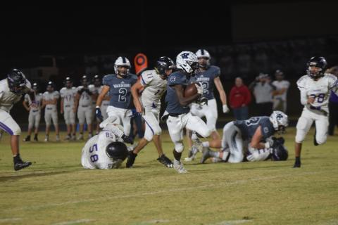 Junior running back Silas Mulligan accounted for four touchdowns in the 49-13 region win over Lumpkin County last Friday in Cleveland. (Photo/Mark Turner)