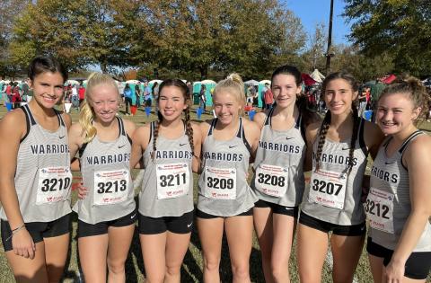 The Lady Warriors' contigent of, from left, Lily Gearing, Reese Vandegriff, Sydeny Nix, Nealeigh Broadwell, Emma Blair, Leah Alexander, and Josie Stover brought home a fourth place finish from the Class AAA state meet last Friday in Carrollton. The fourth-place finish is the program's best performance since 2016, when the Lady Warriors finished third. (Photos/WCHS Athletics)