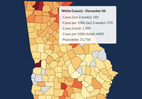 There have been 1399 total confirmed COVID-19 cases in White County since the start of the pandemic, according to the update on Sunday, Dec. 7, on the Georgia Department of Public Health's website.