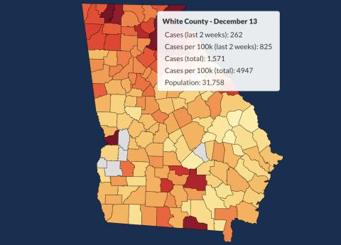 There have been 1,571 total confirmed COVID-19 cases in White County since the start of the pandemic, according to the update on Sunday, Dec. 13, on the Georgia Department of Public Health's website. 