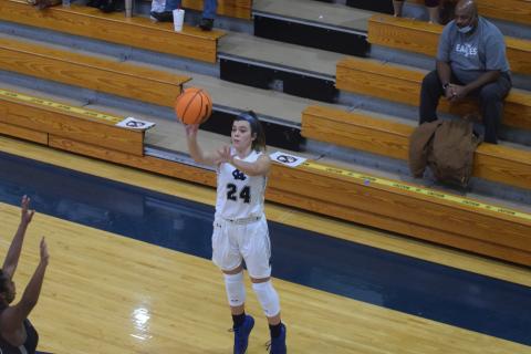 Makenna Moose and the Lady Warriors take on North Hall Saturday afternoon in a 7-AAA game in Cleveland. (Photo/Mark Turner)