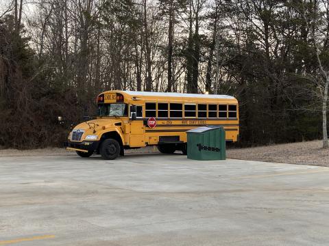 School buses, such as this one at the Cleveland Police Department have been set up to offer free WiFi for students. (Photo/Stephanie Hill)