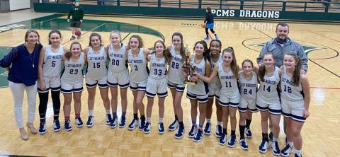 The Lady Warriors' eighth-grade team capped off a perfect season with a win over Pickens County in the Mountain Athletic Conference title game last week in Jasper. (Photo/WCMS Athletics)
