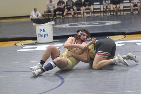 WCHS senior Devin Sullens picked up his 150th career win last week and is 28-0 this season. Sullens is expected to be in the running for the Class AAA 220-pound title next week when the state meet is held in Macon. (Photo/Mark Turner)