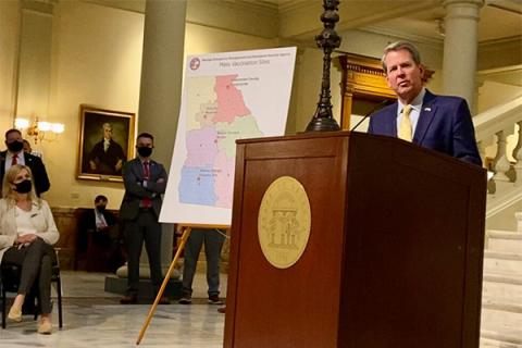 Gov. Brian Kemp announced four mass COVID-19 vaccination sites are set to open in Georgia on Feb. 18, 2021. (Photo/Beau Evans)