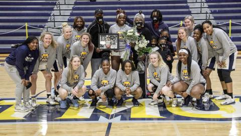 The TMU women's team recently honored Sierra Kendall, top row, middle, during Senior Day festivities. (Photo/TMU Athletics)