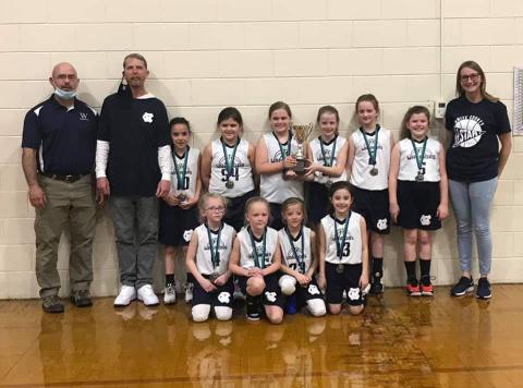 Members of the Class C GRPA State runner-up 8U team are, front from left, Madilynn London, Mattie Sieveking, Jules Harris, and Bentley Allison; back row, coach Ron Fowler, coach Matthew Sieveking, Allie Fowler, Adrianna Oakes, MaKenna Driskell, Kara Watkins, Ava Sweeney, Kaylee Pressley, and coach Jodie Watkins. (Photo/WCRD)