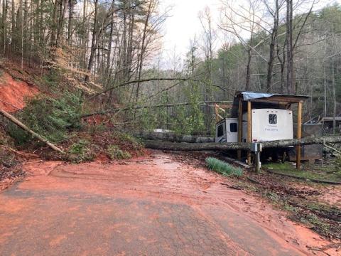 These trees on Poplar Stump Road fell following the storm on March 25.  (Photo courtesy White County Public Works)