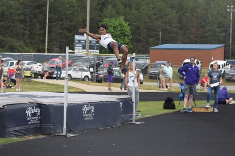 Darius Cannon won a pair of region titles, taking the top spots in the high jump and the long jump. (Photos/Mark Turner)