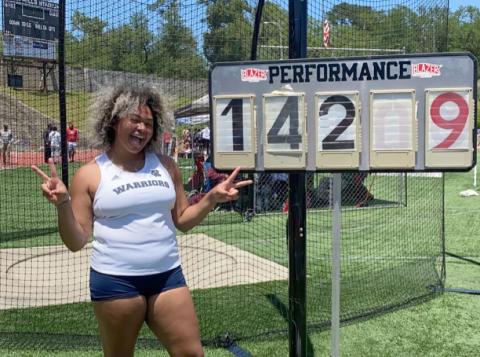 White County senior Dasha Cannon had a career day during the Class AAA discus event last week in Albany, winning the state championship in record-breaking fashion. (Photo/WCHS Athletics)