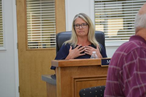 White County Board of Education Chair Missy Jarrard spoke at a July 29 meeting to say Critical Race Theory is not taught in the school system. (Photo/Stephanie Hill)