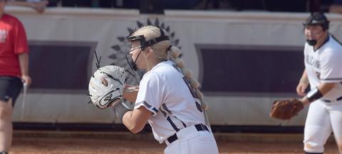 Annika Vandiver pitched a shutout Monday against Gilmer County, and had a grand slam Tuesday in the the Lady Warriors' win over West Hall. (Photo/Mark Turner)