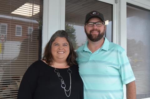 Pictured are Jessica and Ben Dollins in front of Mountain View Nutrition. (Photo/Stephanie Hill)