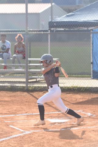 Freshman Emma Hare provided the Lady Warriors' lone offensive highlight in the series, belting a two-run home run in the second game. (Photo/Mark Turner)