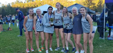 The Lady Warriors are headed back to the state meet after finishing second in the Region 7-AAA meet last week at Unicoi State Park. The runners will compete in the Class AAA race Friday at 11:15 a.m. in Carrollton. Members of the team are, front left, Emma Lightsey, Nealeigh Broadwell, Lily Gearing, Brianna Bilhovde, Lydia Davidson, Reese Vandegriff, and Emma Marrow. (Photo/Mark Turner)
