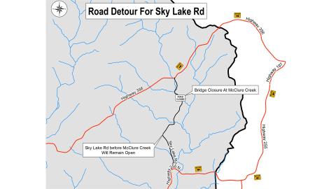 This map from the White County government shows a planned detour route once part of Skylake Road is closed.